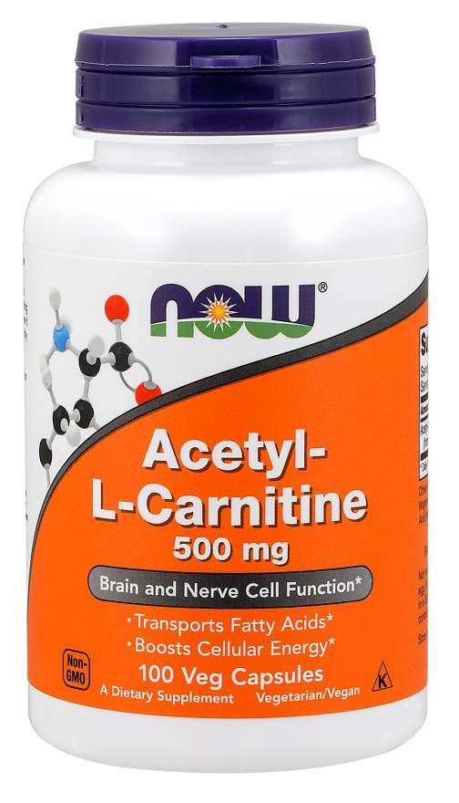 NOW FOODS acetil-L-karnitīna HCl 500 mg 100 kapsulas