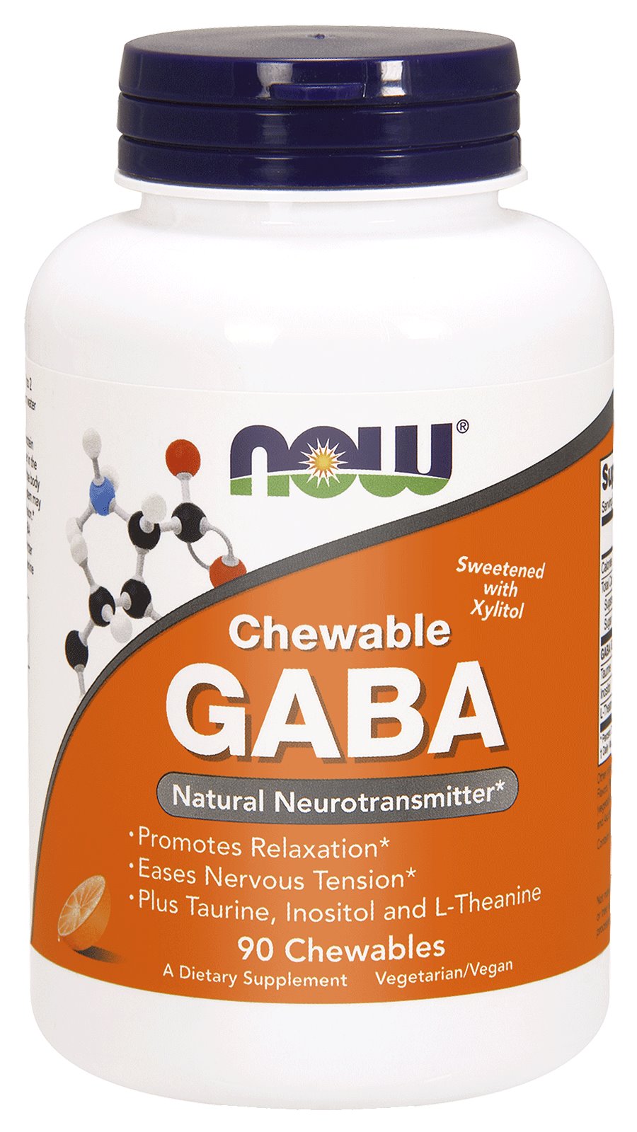 NOW FOODS košļājamās GABA tabletes – sūkājamās 90 tabletes