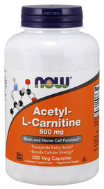 NOW FOODS Acetil-L-karnitīna HCl 500 mg 200 kapsulas