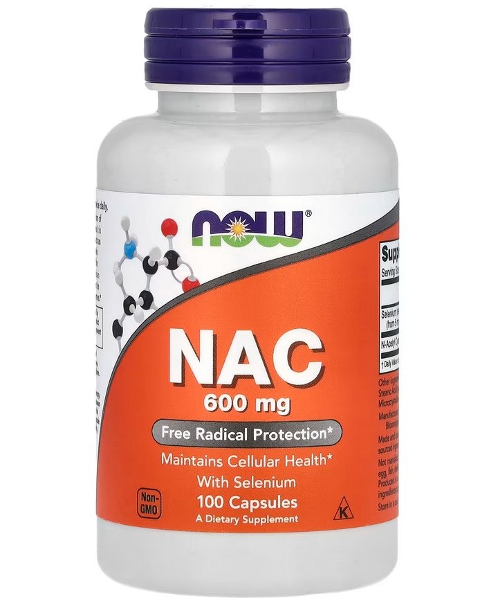 Now Foods NAC - N-acetil-L-cisteīns 600 mg 100 kapsulas