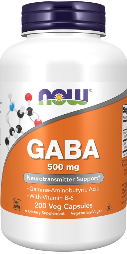 NOW FOODS Gaba 500 mg ar vitamīnu B6 200 kapsulas