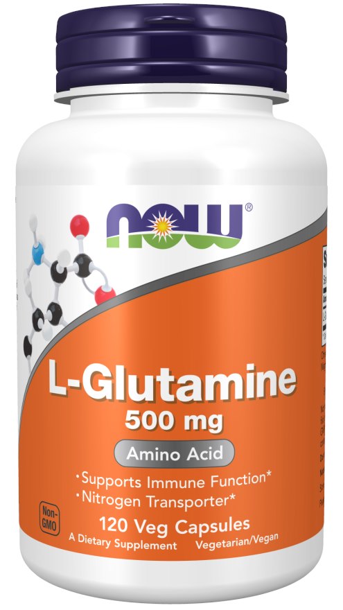 NOW FOODS L-glutamīns 500 mg 120 kapsulas