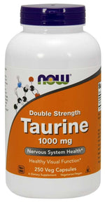 NOW FOODS divkāršas iedarbības taurīns – taurīns 1000 mg 250 kapsulas