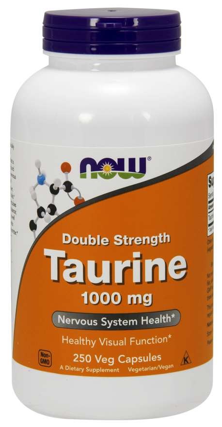 NOW FOODS divkāršas iedarbības taurīns – taurīns 1000 mg 250 kapsulas