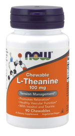 NOW FOODS košļājamās L-teanīna 100 mg tabletes - L-teanīns 100 mg 90 tabletes