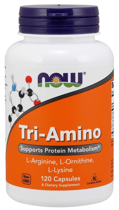 Now Foods Tri-Amino - L-arginīns + L-ornitīns + L-lizīns 120 kapsulas
