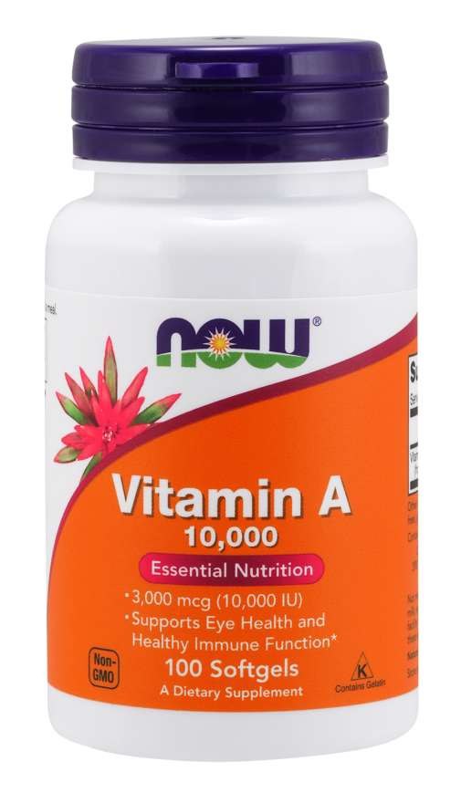Now Foods vitamīns A 10000 IU 100 kapsulas