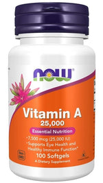 Now Foods A vitamīns 25000 SV 100 kapsulas