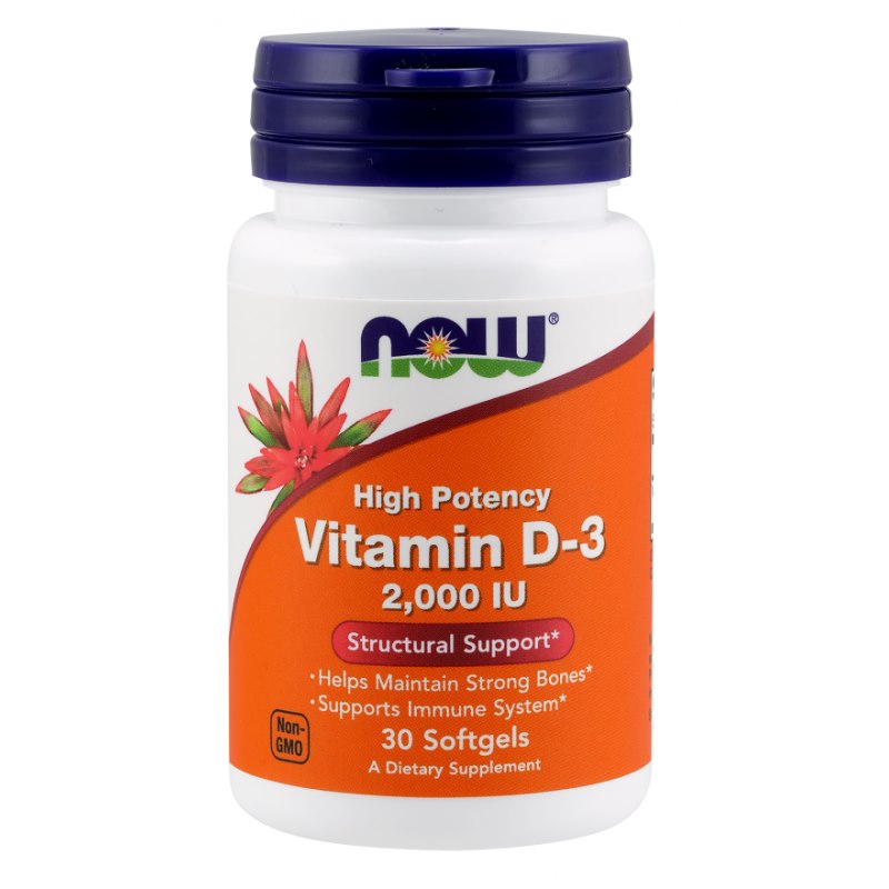 Now Foods D3 vitamīns 2000 IU 50 µg 30 kapsulas