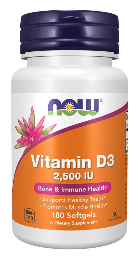 Now Foods D3 vitamīns 2500 SV 180 kapsulas