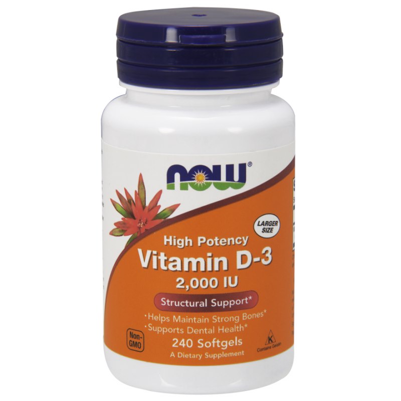 Now Foods D3 vitamīns 2000 IU 240 kapsulas