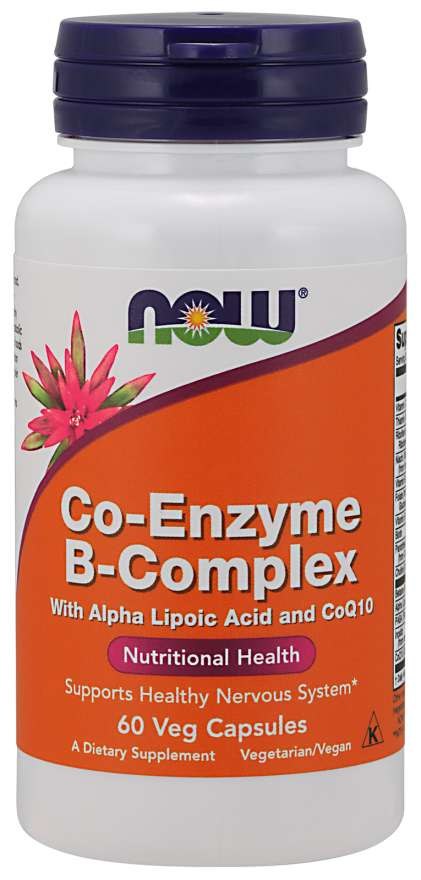 NOW FOODS koferments B komplekss B vitamīnu komplekss + alfa lipoīnskābe + koferments Q10 60 kapsulas
