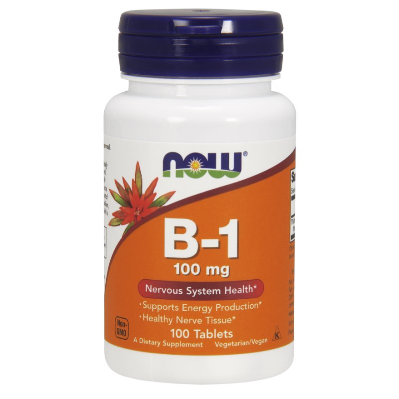 Now Foods B1 vitamīns, tiamīns 100 tabletes