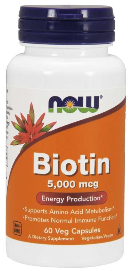 NOW FOODS Biotīns - Biotīns 5000 mcg 60 kapsulas