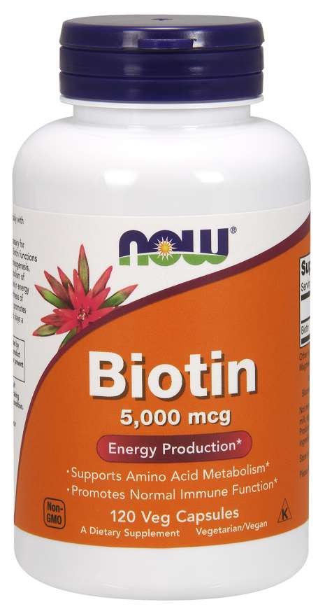 NOW FOODS Biotīns - Biotīns 5000 mcg 120 kapsulas