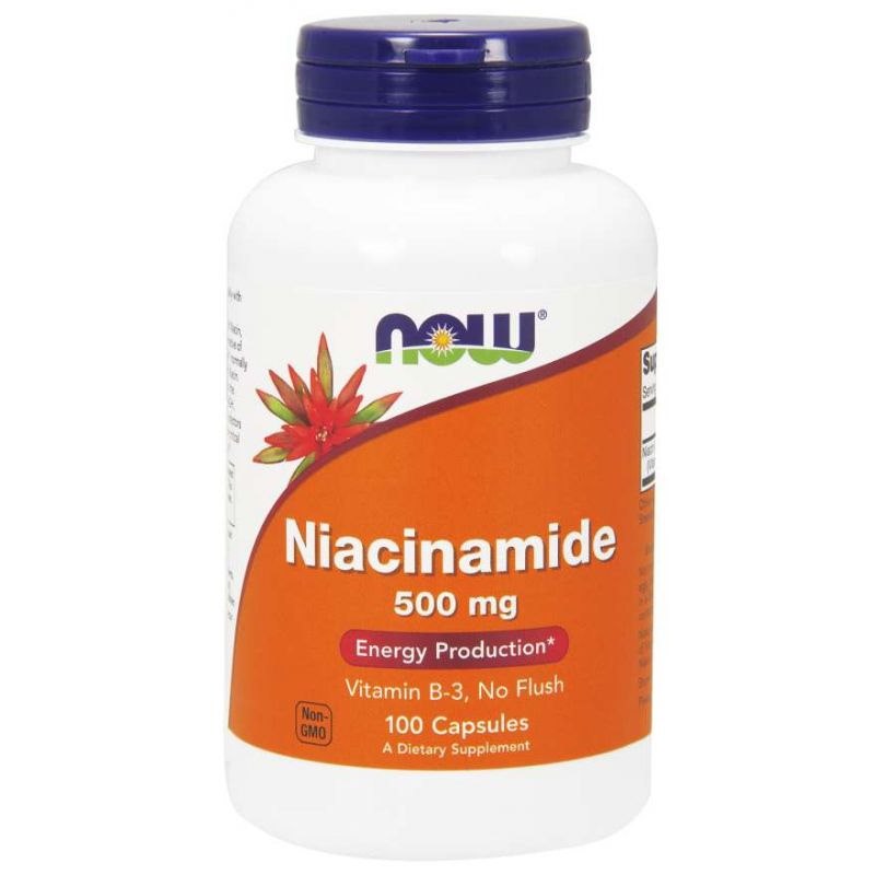 Now Foods B3 vitamīns - Niacīns Niacinamīds 500 mg 100 kapsulas