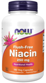 Now Foods Niacīns bez pietvīkuma niacīns 250 mg 180 kapsulas