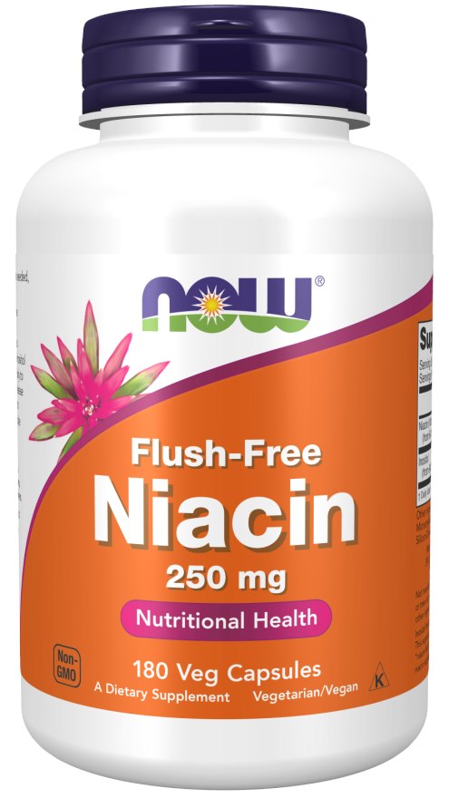 Now Foods Niacīns bez pietvīkuma niacīns 250 mg 180 kapsulas