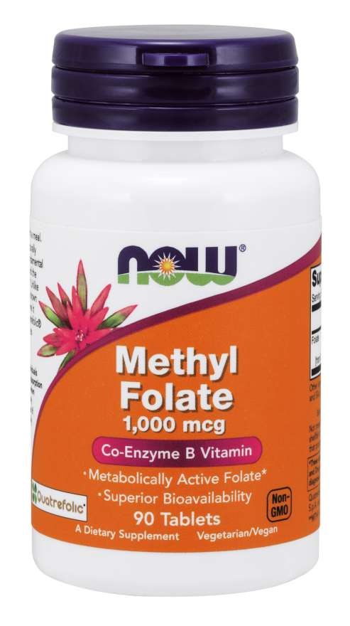 NOW FOODS metilfolāts kvatrefoliks – folskābe 1000 mcg 90 tabletes