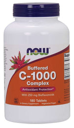 NOW FOODS C-1000 buferētais C vitamīns + citrusaugļu bioflavonoīdi, 180 tabletes