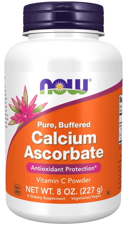 NOW FOODS kalcija askorbāts – C vitamīna pulveris 227 g