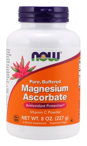 NOW FOODS buferēts magnija askorbāts – magnijs + C vitamīns 227 g