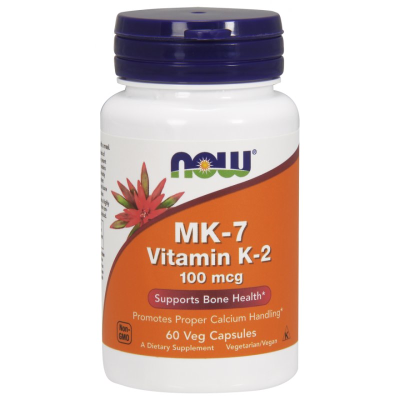 Now Foods vitamīns K2 MK7 100 mcg 60 kapsulas