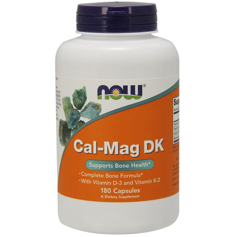 NOW FOODS Cal-Mag DK - kalcijs, magnijs, D3 un K2 vitamīni 180 kaps.