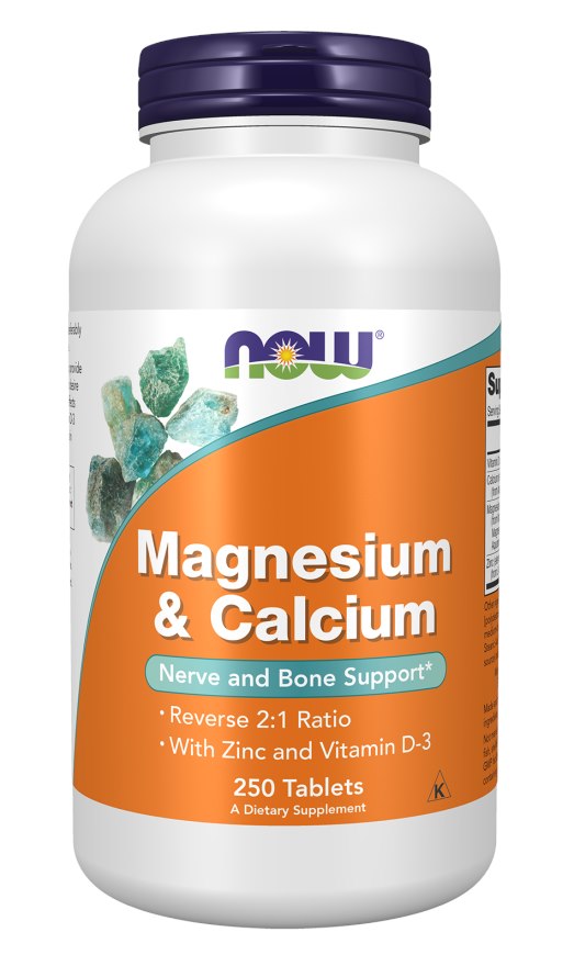 Now Foods Magnijs un kalcijs - Magnijs 266 ar kalciju, cinku un D vitamīnu 250 tabletes