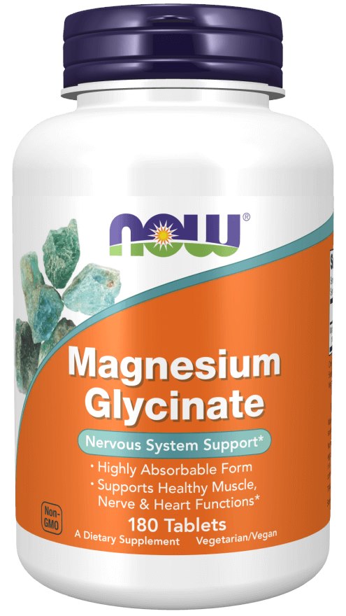 NOW FOODS magnija glicināts, 180 tabletes