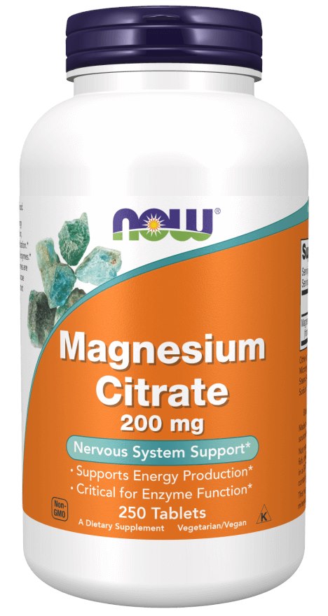 NOW FOODS magnija citrāts 200 mg 250 tabletes