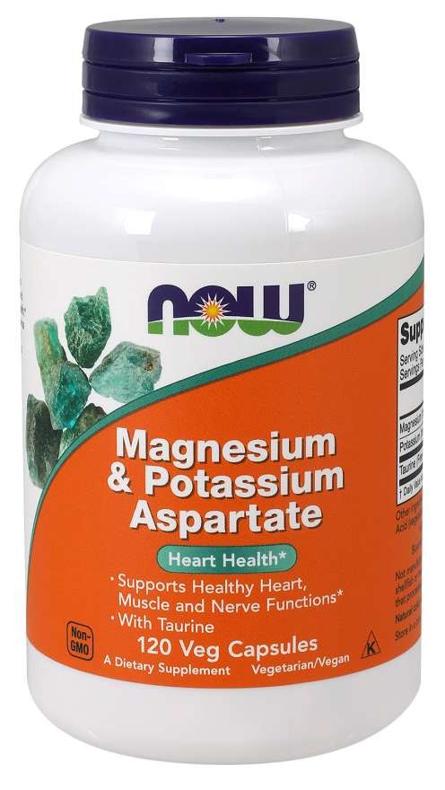 NOW FOODS Magnija un kālija aspartāts - magnijs, taurīns un kālijs 120 kaps.