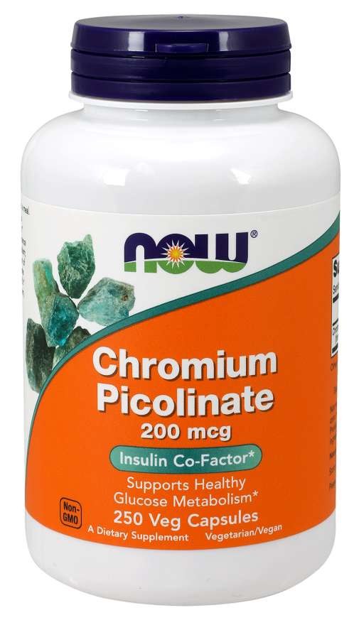 NOW FOODS hroma pikolināts - hroma pikolināts 250 kapsulas
