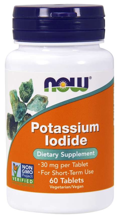 Now Foods kālija jodīds 30 mg 60 tabletes