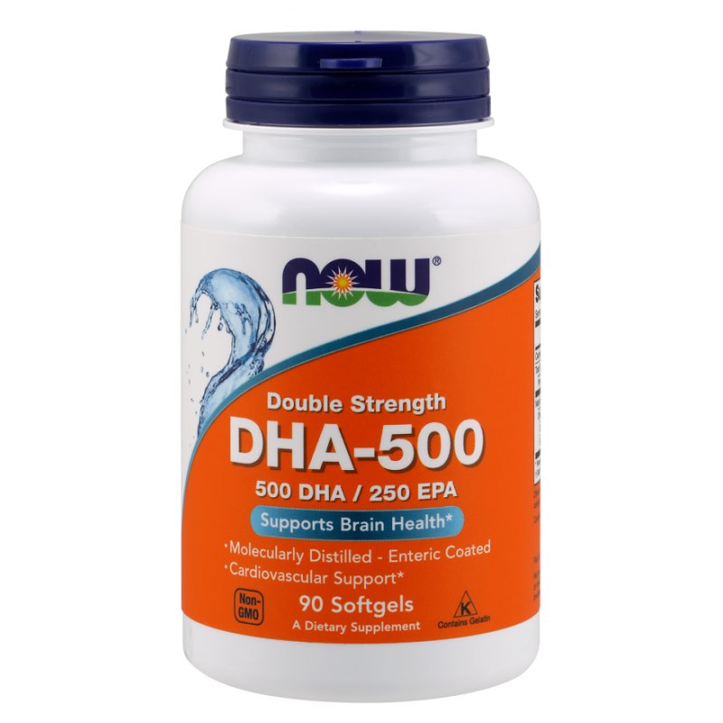 NOW FOODS DHA - 500 DHA 250 EPA Dokozaheksaēnskābe 500 mg 90 kapsulas