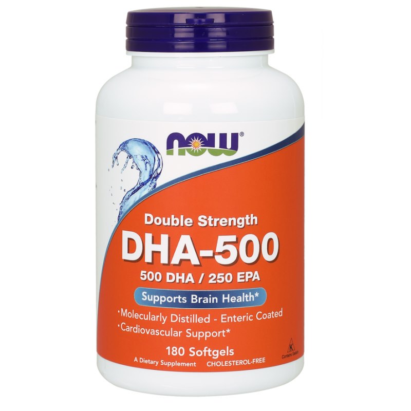 NOW FOODS DHA - 500 DHA 250 EPA Dokozaheksaēnskābe 500 mg 180 kapsulas