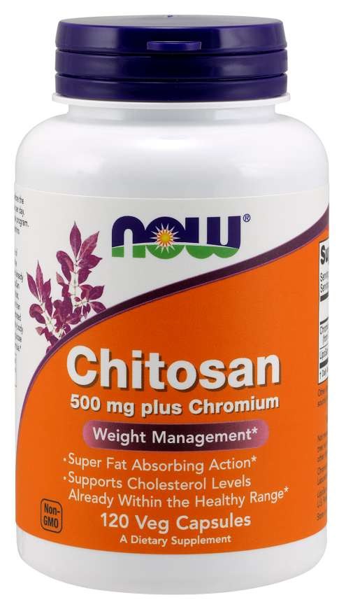 NOW FOODS Hitozāns – Hitozāns 500 mg + Hroms 100 mcg 120 kapsulas