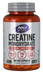 NOW FOODS kreatīna monohidrāts – kreatīna monohidrāts 750 mg 120 kapsulas