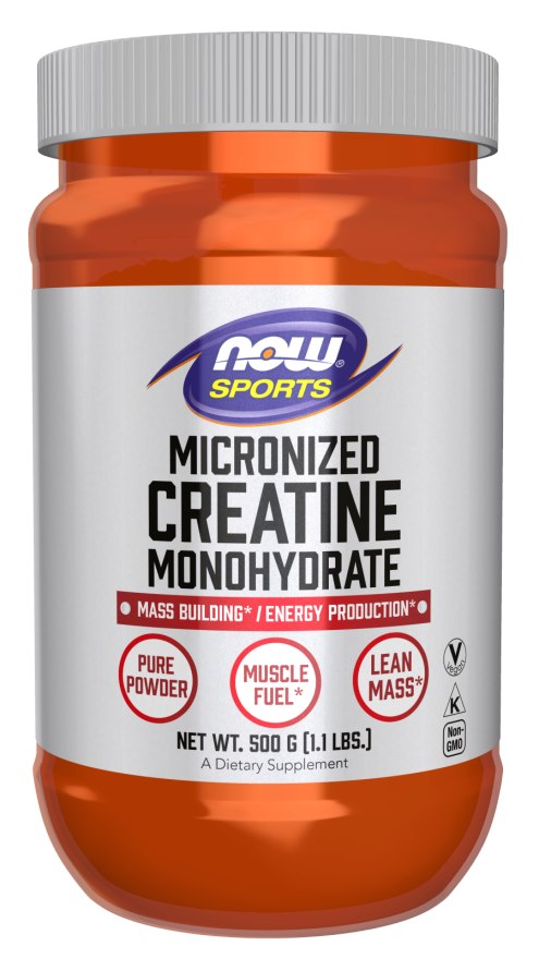 Now Foods kreatīna monohidrāts, mikronizēts - mikronizēta kreatīna monohidrāta pulveris 500 g