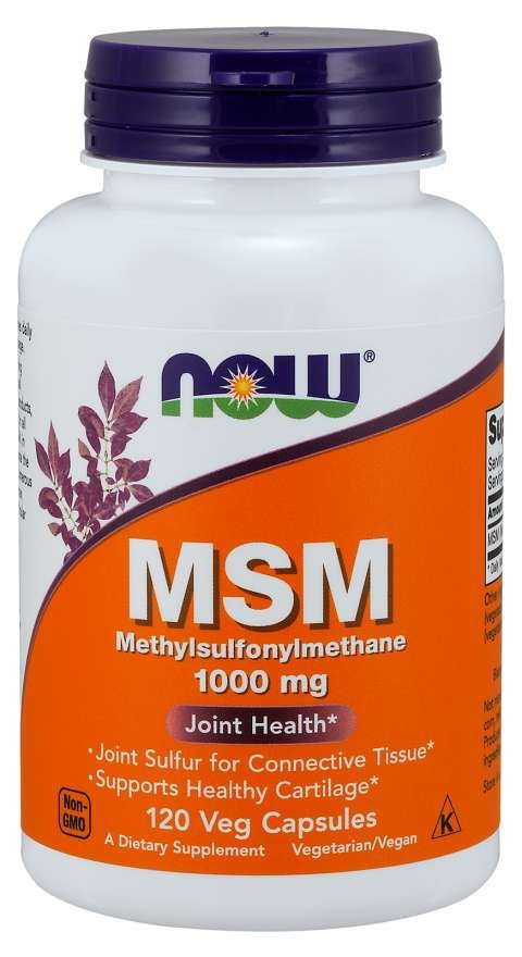 Now Foods sēra MSM – metilsulfonilmetāns 1000 mg 120 kaps.
