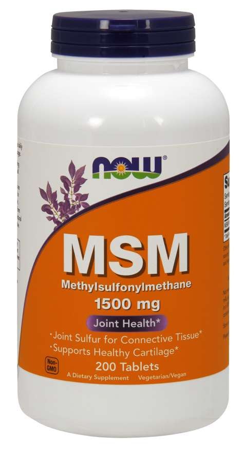 NOW FOODS MSM metilsulfonilmetāns 1500 mg 200 tabletes