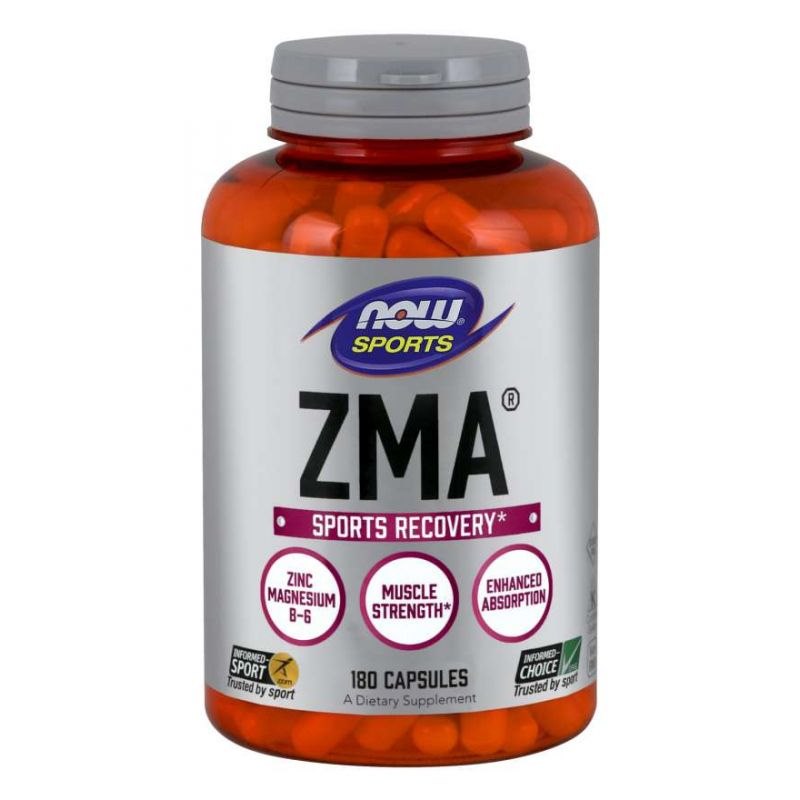 Now Foods ZMA — cinks, magnijs un B6 vitamīns 180 kaps.