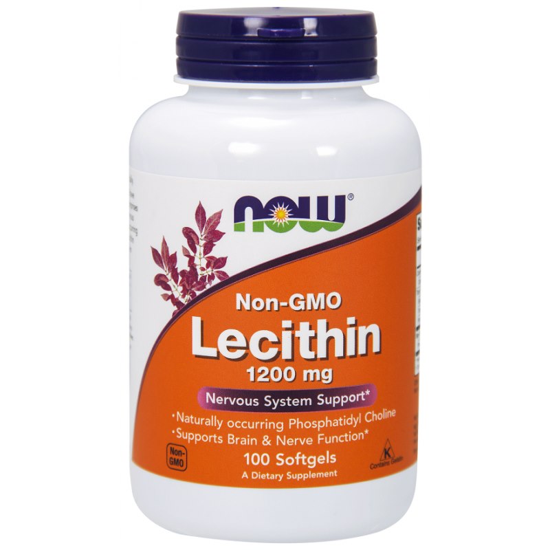 NOW FOODS Lecitīns 1200 mg, bez ĢMO, 100 kaps.