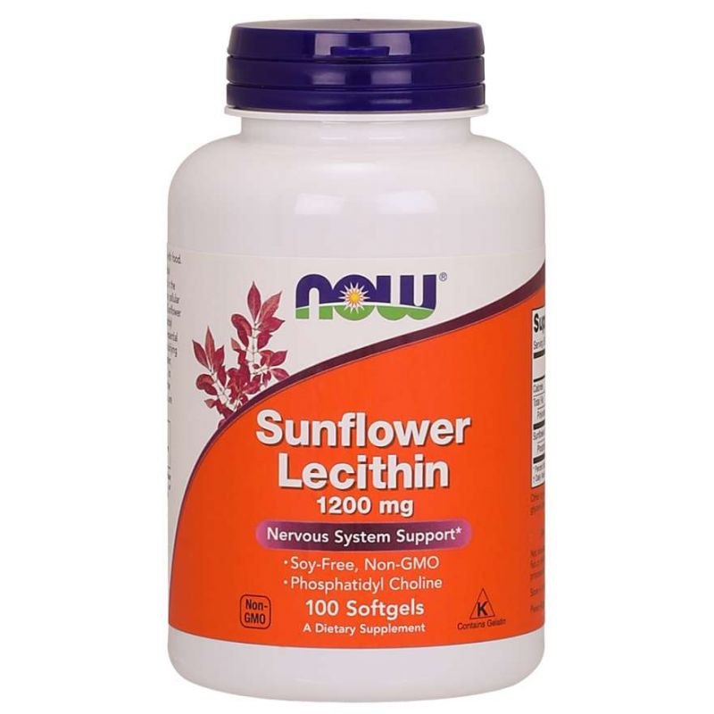 NOW FOODS saulespuķu lecitīns 1200 mg bez ĢMO 100 kaps.