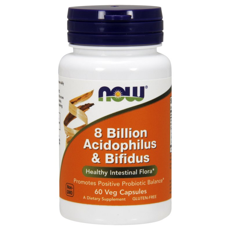 NOW FOODS 8 miljardi acidofilās un bifīdās baktērijas – probiotikas 60 kapsulas