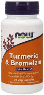 Now Foods Kurkuma un bromelaīns - kurkuma 300 mg + bromelaīns 150 mg 90 kapsulas