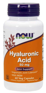 NOW FOODS Hialuronskābe ar MSM - hialuronskābe 50 mg + MSM 450 mg 60 kaps.