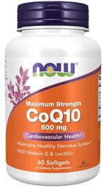 NOW FOODS koenzīms Q10 600 mg 60 kapsulas