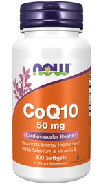 NOW FOODS CoQ10 50 mg - koferments Q10 50 mg ar E vitamīnu + selēnu 100 kaps.