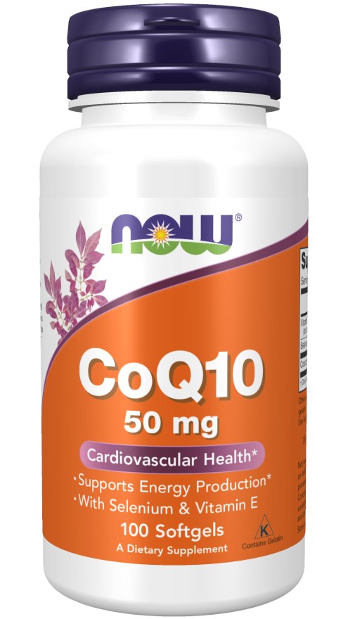 NOW FOODS CoQ10 50 mg - koferments Q10 50 mg ar E vitamīnu + selēnu 100 kaps.
